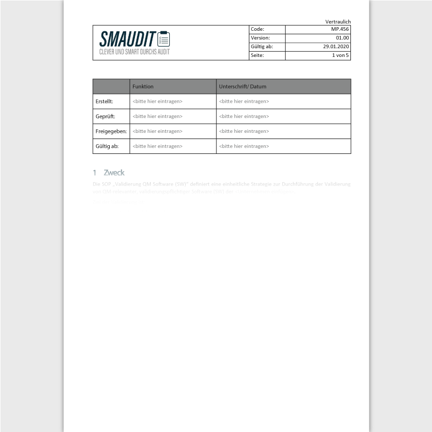 MP.456 - SOP Validierung QM Software - SMAUDIT - DIN EN ISO 13485